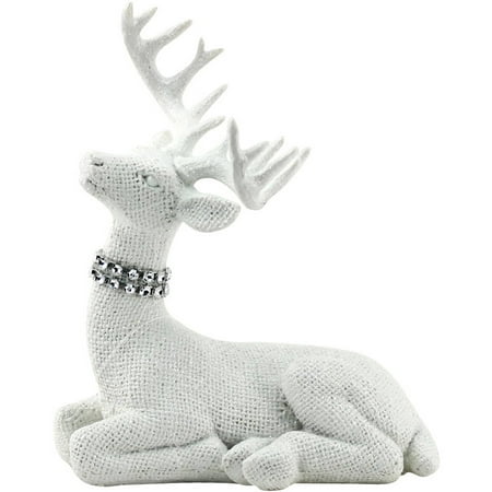 Holiday Time White Sitting Deer Decor Holiday Time White Sitting Deer Decor