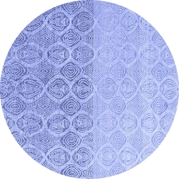 Ahgly Company Indoor Round Abstract Blue Modern Area Rugs, 3' Round
