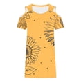 thumbnail image 7 of QIUOMBBP Womens Summer Mini Sundress Short Sleeve Cold Shoulder T Shirts Dress Loose Casual Beach Vacation Dresses Yellow XXL, 7 of 7