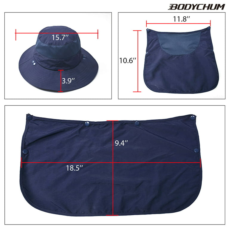 Bodychum Sun Hats for Men Fishing Hat Wide Brim Boonie Hat Outdoor UPF50+ Sun Cap with Removable Mesh Face Neck Flap Cover Foldable for Hiking