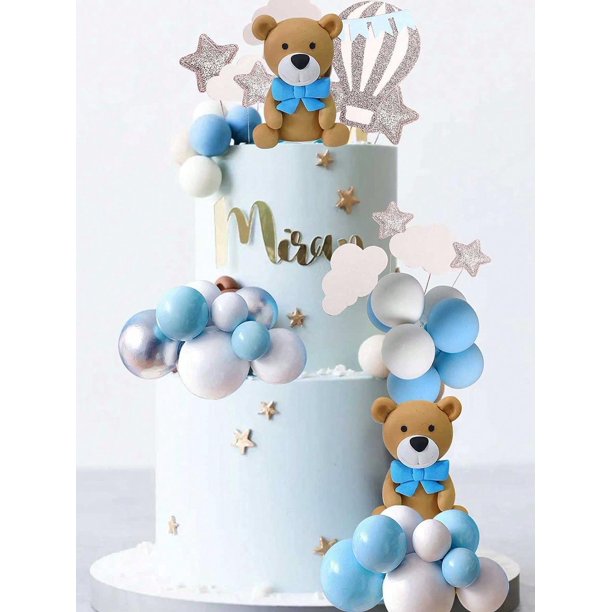 LaVenty 29 PCs Pink Teddy Bear Cake Decoration Teddy Bear Baby Shower Decoration Bear Birthday Cake Decoration Welcome Baby Cake Decoration Baby Girl