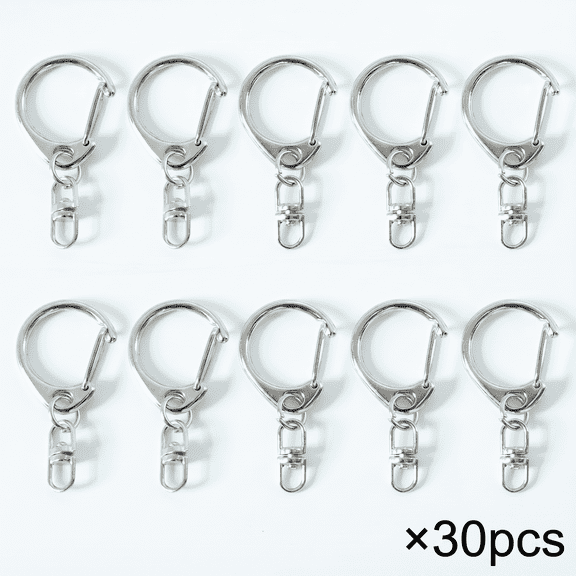 MoHern 30 Pcs Silver Metal C-Keychain Clips, Swivel Lobster Clasp with 8-Shaped Connector, DIY Jewelry Accessories with Open Jump Rings