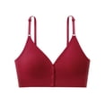 thumbnail image 3 of Women's Front Closure Bra, Full Coverage V Neck Wire Free Bra with Spaghetti Straps, Comfort Feel | VerBelle,Wine Free Size, 3 of 7