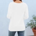 thumbnail image 4 of Staron Spring Summer Women's Casual T-Shirt V Neck 3/4 Sleeve Loose Comfy Basic Top, White L, 4 of 6