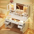 thumbnail image 2 of Vanity Desk with Mirror & Lights, 42‘’ Large Makeup Vanity with 2 RGB Jewelry Cabinets & 7 Drawers, White Vanity Table Set with Charging Station, Dressing Table with Lights Desk, 2 of 9