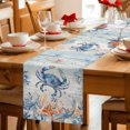 thumbnail image 5 of Crab Coastal Table Runner 108 Inches, Summer Beach Coral Starfish Blue Grey Bed Runner Dresser Scarves Tabletop for Indoor Outdoor Parties/Ceremony/Banquet, 13"x 108", 5 of 9
