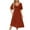 #Red, variant on Otvok Women Solid Color V-Neck Short Sleeve Bow Fold Retract Your Waist Medium Length Dress