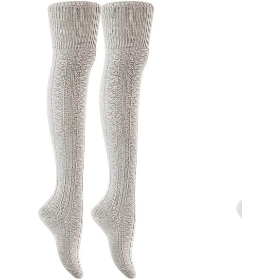 Lian LifeStyle Women's 2 Pairs Adorable, And Fashionable Thigh High Cotton Socks for everyday relaxed feet LW1025 Size 6-9Grey