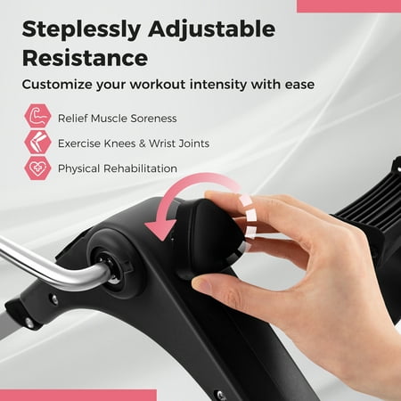 Costway - Under Desk Exercise Bike Pedal Exerciser with LCD Display for Legs & Arms Workout Pink - Pink