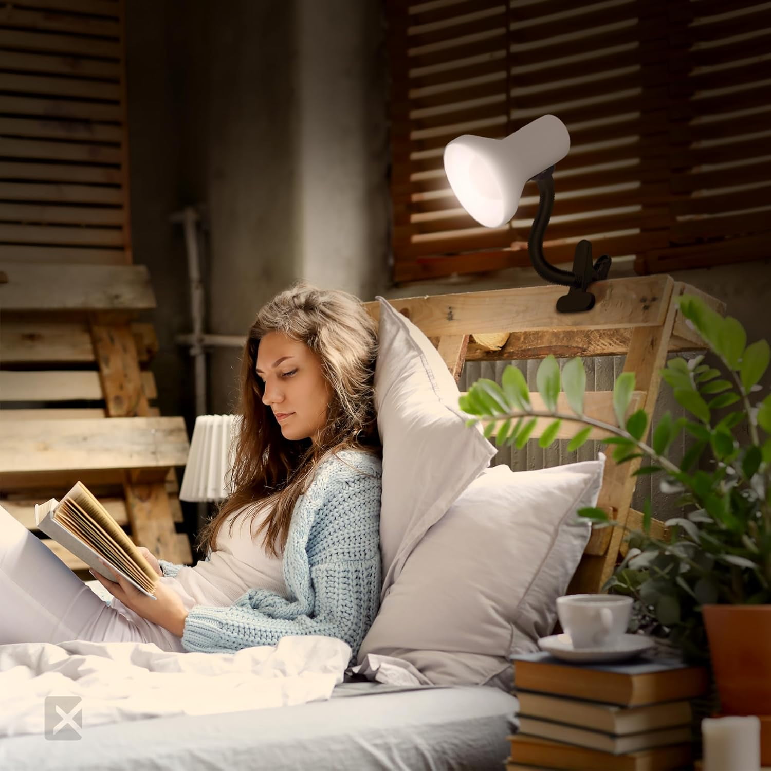 Xtricity Clip on Desk Lamp with 6W A19 LED Bulb Included, 120 Volt, 10.25 Inches, White (2 Pack)