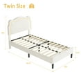 thumbnail image 2 of Festisoul Twin Size LED Bed Frame, Velvet Upholstered Bed Frame with Adjustable Bear-Shaped Headboard, White, 2 of 7