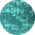 thumbnail image 1 of Ahgly Company Indoor Round Oriental Turquoise Blue Industrial Area Rugs, 6' Round, 1 of 4