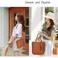 thumbnail image 3 of Womens Purses and Handbags, High Quality Leather + Polyester Lining Casual Style Bag 4 Sets Include 1 Large Handbag + 1 Messenger Bag + 1 Wallet Clutch + 1card Holder, Brown, 3 of 7