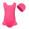 thumbnail image 3 of WERYOUNG Girl's One-Piece Swimsuits Solid Color Sleeveless Scoop Neck Swimwear With Swim Cap Swimming Pool And Beach Soft Breathable Swim Wear, 3 of 4