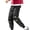 Black, variant on Men Cargo Pants Side Pockets Stretchy Waist Drawstring Strap Decor Ankle-banded Jogger Pants Daily Clothes