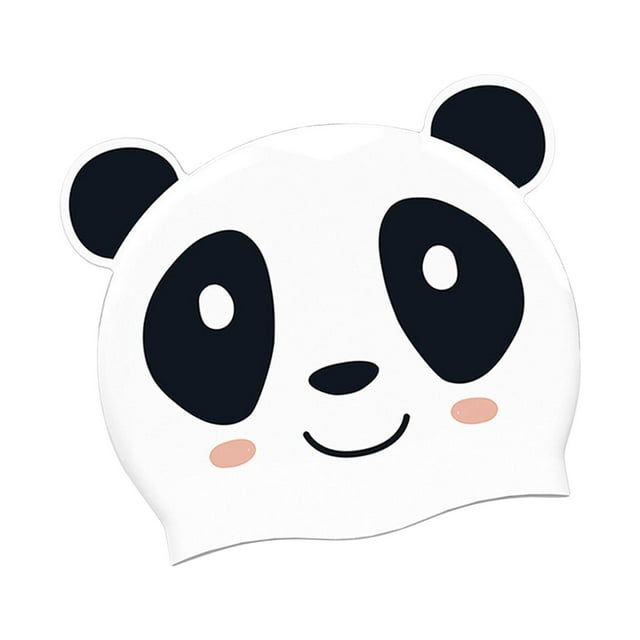 Gorro de natación DYNWAVEMX para niños antideslizante elástico flexible con diseño de panda