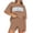 Brown, variant on Fsshion 2 Piece of Outfits for Womens Plus Size Casual Print Round Neck Short Sleeve Short Pants Pocket Set