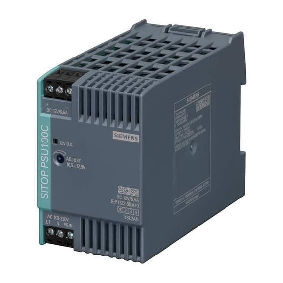 Siemens DC Power Supply,12VDC,6.5A,50/60Hz 6EP13225BA10
