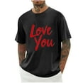 thumbnail image 2 of Jinhomg Holiday Tees for Men Simple Cute Valentine's Day Heart Print T-Shirts Big and Tall Comfy Short Sleeve Crew Neck Tops Male Holiday Gifts Black L, 2 of 4