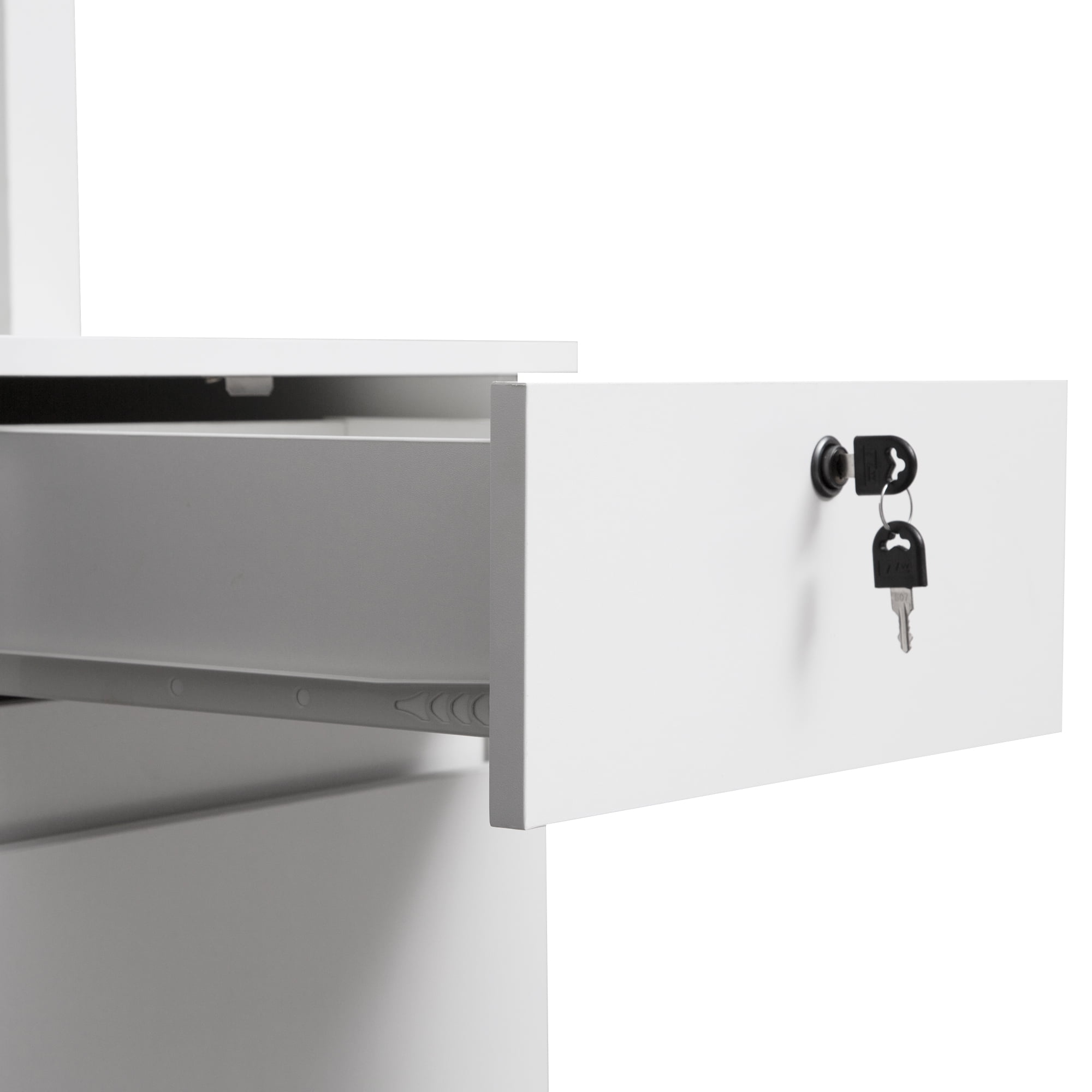 Aukfa Home Office Computer Desk with Hutch and Charging Station, White