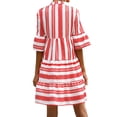 thumbnail image 5 of Xuanfei Women Striped V Neck Flare Half Sleeve Swing Boho MIni Dress, 5 of 7
