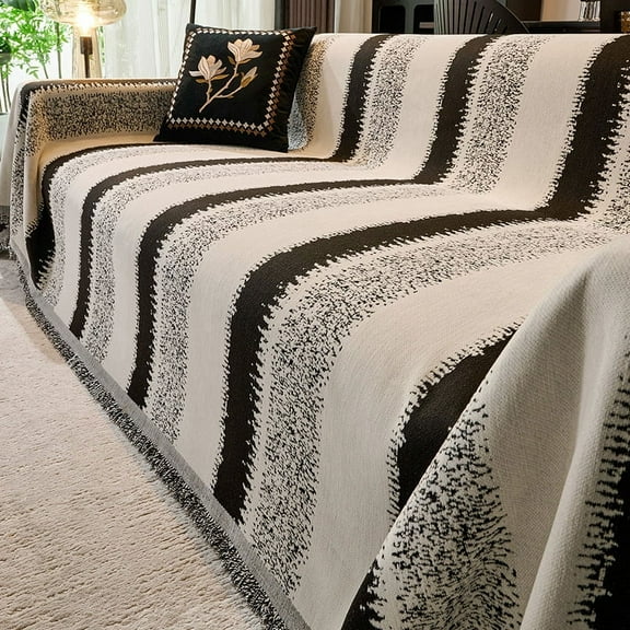 Namzi Couch Cover Chenille Sofa Covers Sofa Towel Cover for Living Room Sofa Easy Fit Washable Furniture Sofa Protector (70.87*118.11inch,Black)