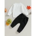 thumbnail image 4 of Bagilaanoe 2PCS Toddler Baby Boy Long Pants Set Letter Print Long Sleeve Sweatshirt Pullover Tops + Sweatpants 6M 12M 18M 24M 3T Kids Casual Sweatsuits, 4 of 8