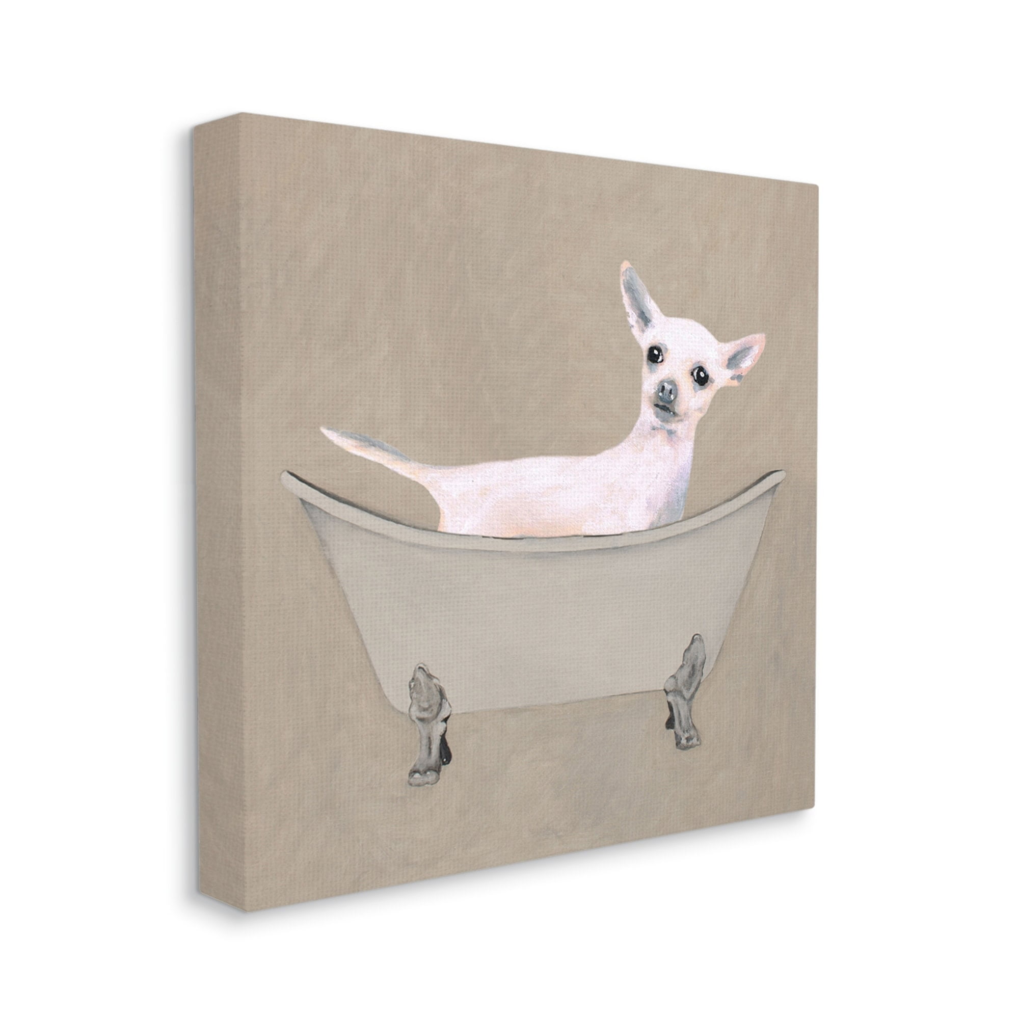 Stupell Industries Chihuahua Vintage Bathtub Pet Animals & Insects Painting Gallery Wrapped Canvas Print Wall Art