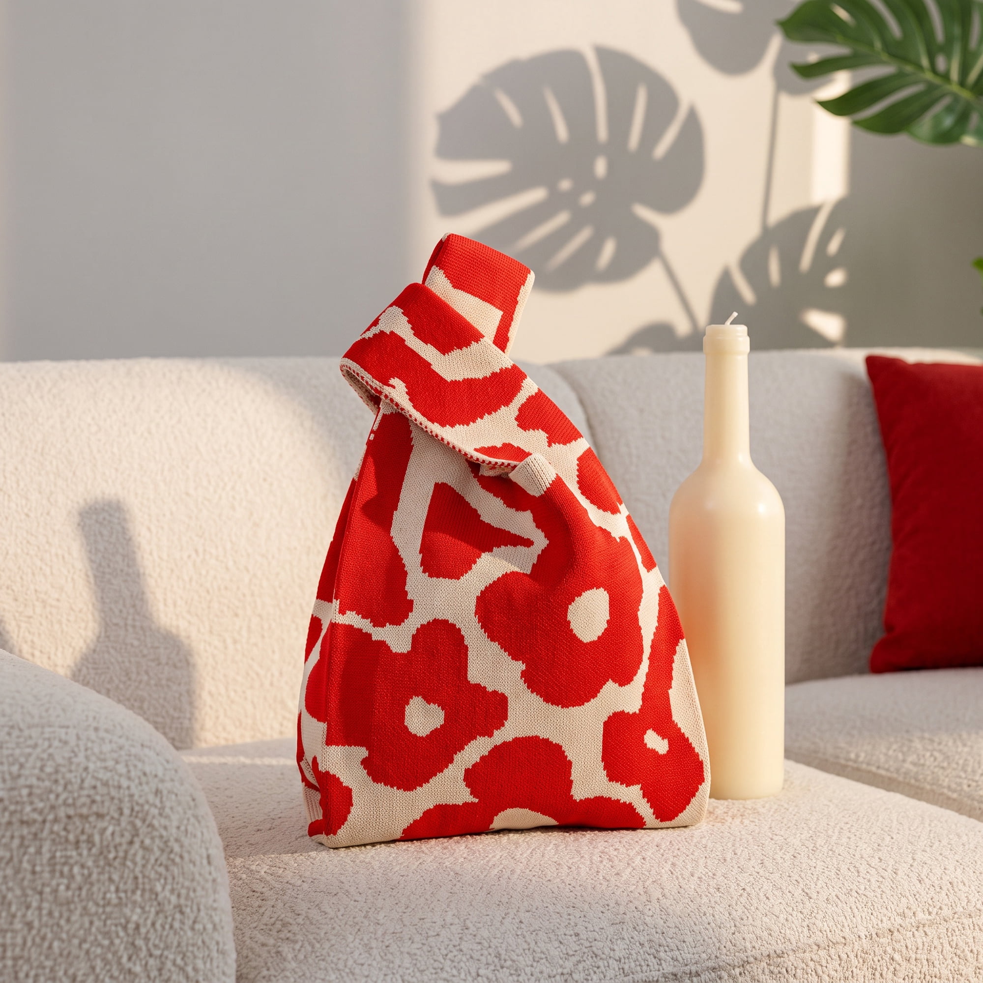 Unique Bargains Cute Cartoon Gift Bags with Handles for Parties 7.5" x 13.4" Red Flower