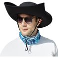 thumbnail image 7 of Muryobao Mens Sun Hat Summer Outdoor UPF50+ UV Protection Waterproof Wide Brim Bucket Hats Foldable Boonie Cap for Fishing Hiking Garden Beach Safari Black, 7 of 7