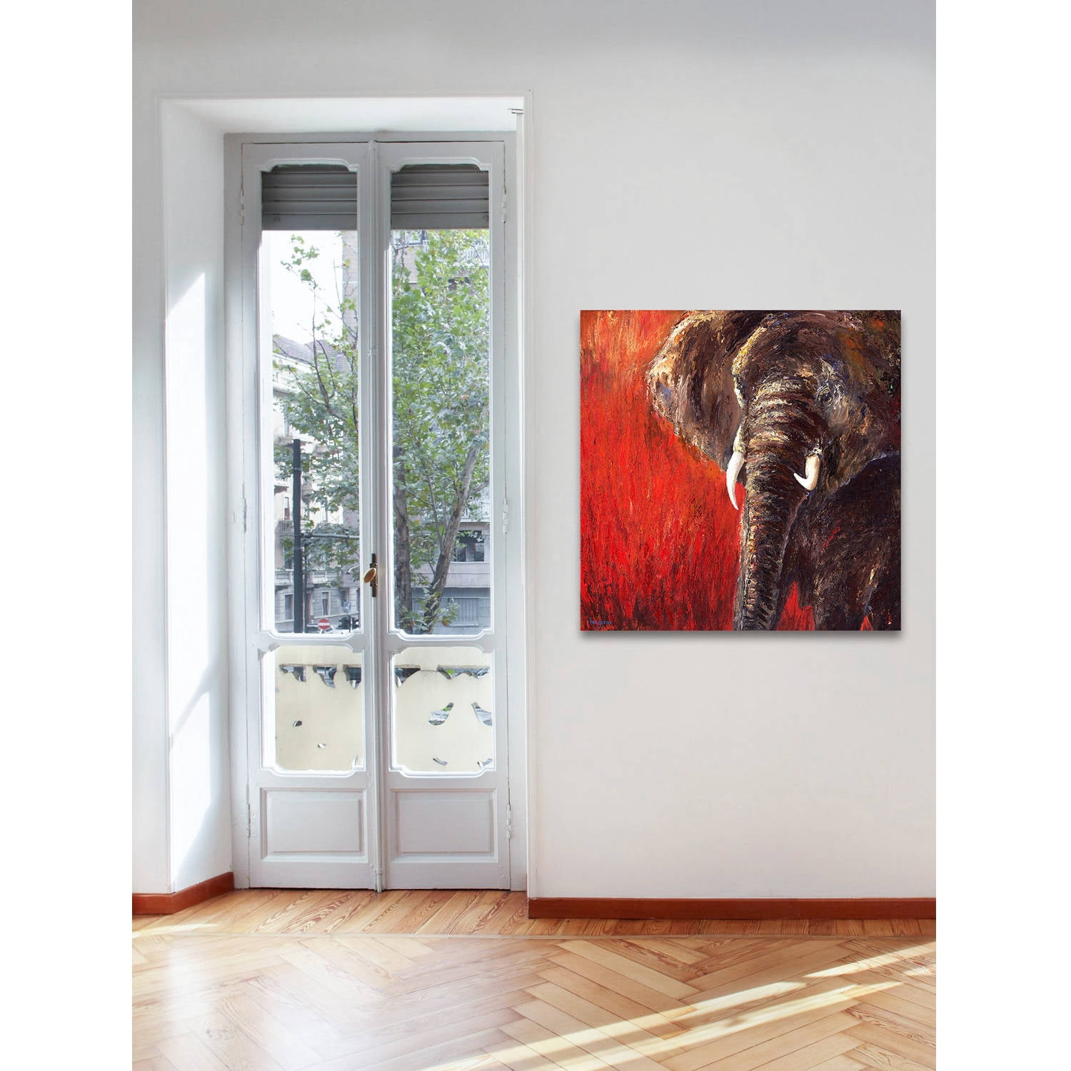 Marmont Hill "Red Tranquility" by Bergerac Painting Print on Wrapped Canvas