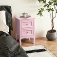 thumbnail image 4 of Ktaxon Nightstand End Table with 2 Drawer,Pink Finish, 4 of 7