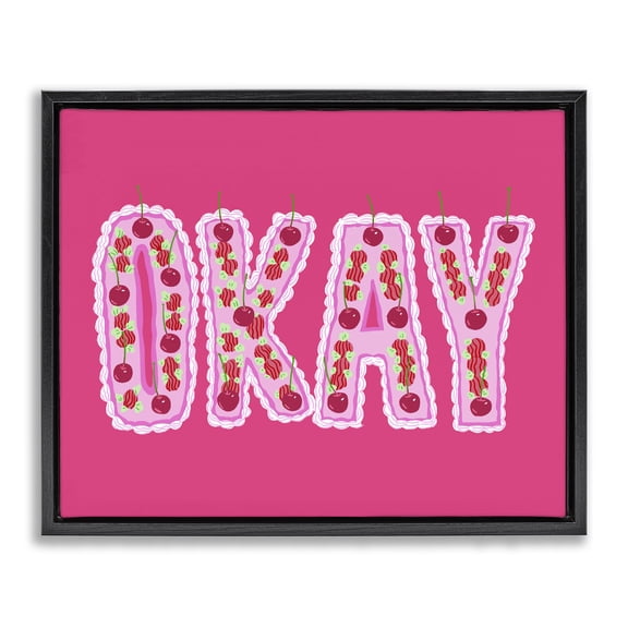 Stupell Industries Modern Okay Cherry Cake Black Floating Frame Canvas Art, 21 x 17, by Ziwei Li