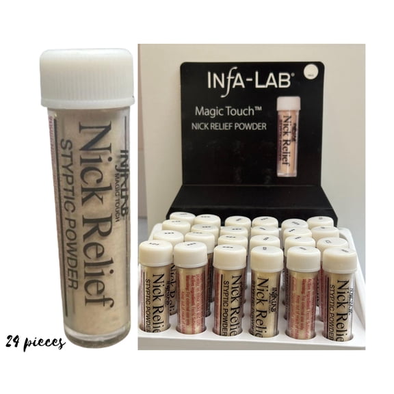 Infalab Magic Touch Nick Relief Styptic Powder 2.5g of Quick-Acting Comfort for Minor Nicks and Cuts (24 Vials)