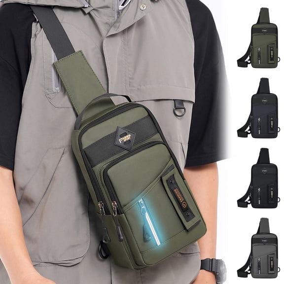 FEOLGEHLY Sling Bag, Cloth Lightweight Small Crossbody Bags for Women Men, Multi-Pocket Layered Crescent Shoulder Bag Sports Tote Chest Bag with Adjustable Strap for Outdoor Travel Commute
