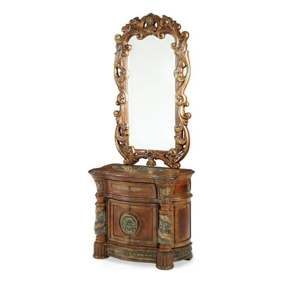 Michael Amini Villa Valencia Wood Bedside Chest with Mirror - Classic Chest