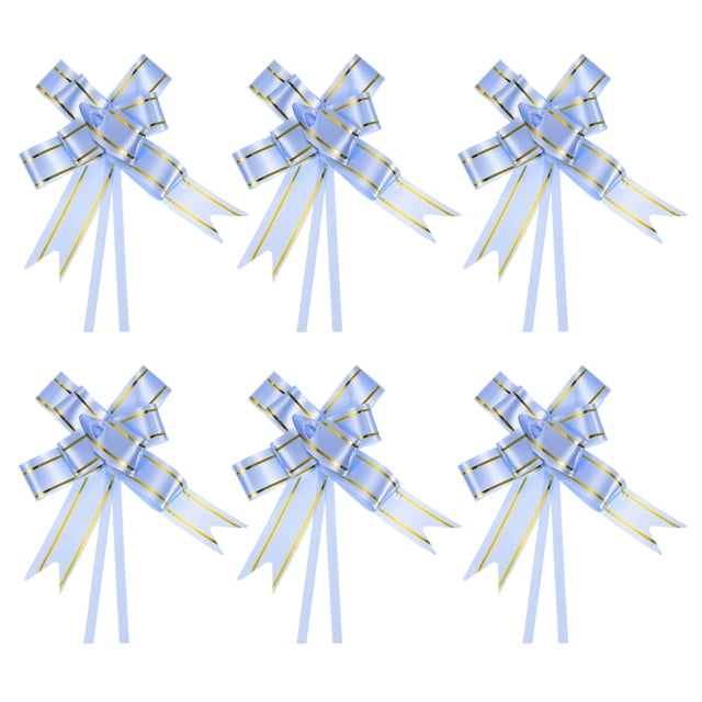 Unique Bargains 8' Pull Bows Gift Wrapping Pull Bow Gold Thread Style Baskets Present Bows Knot Ribbon Blue 100 Pcs