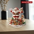 thumbnail image 4 of Rotating acrylic ornament featuring a bespectacled Santa on a gift pile with candy canes and squirrels in vibrant surrealist details and warm colors, 4 of 8