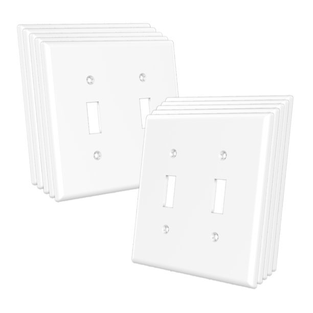 TaniaWiring 10Pack Double Toggle Light Switch Wall Plates for 2Gang