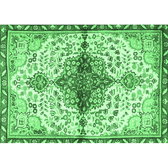 Ahgly Company Indoor Rectangle Persian Emerald Green Traditional Area Rugs, 7' x 10'