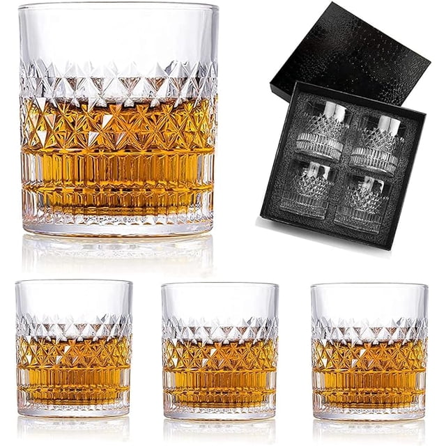 Juego de 4 Vasos de Whisky OPUEW 330ml con Caja de Regalo