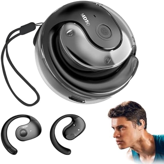 Translation Earbuds Real Time, Ai Translator Earbuds Bluetooth Wireless - Supports 144  Languages, Over-Ear AI Headphones for iOS and Android, Ideal for Travel and Business (Black)