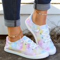 thumbnail image 2 of Zapatillas De Deporte De Lona Con Teñido Anudado En Bloque De Color Para Mujer, Zapatillas De Deporte Informales Antideslizantes Con Cordones, Zapatos Ligeros Y Cómodos Para Caminar, 2 of 4