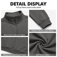 thumbnail image 6 of zip up jacket for men Mock Neck Track Jacket Lightweight Fleece Full Zip No Hood Athletic Casual Long Sleeve Sweatshirt with Pocket Dark Gray, 6 of 6