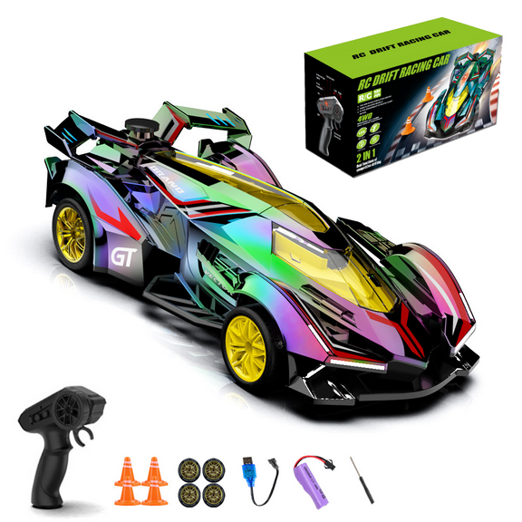 Juuar Fast RC Drift Car with Light & Spray, 2.4Ghz High-Speed Remote Control Car for Adults Kids Boys Girls, 4WD Race Car Toys for Christmas Birthday Gifts