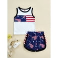 thumbnail image 3 of Bagilaanoe 4th of July Toddler Baby Boys Outfits American Flag Sleeveless Vest Tops Stripe Shorts Independence Day Clothes Set, 3 of 7