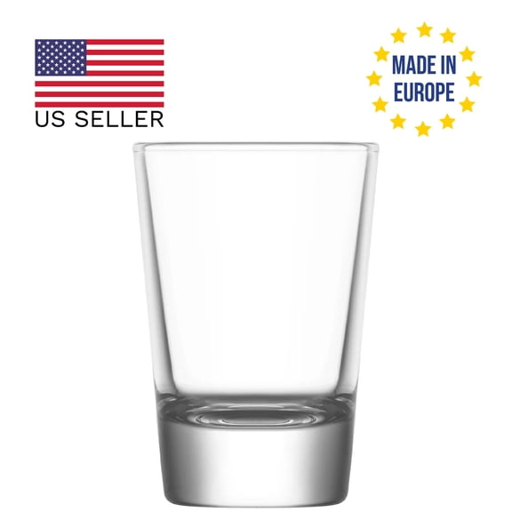 LAV Single Liqueur Glass Set, Clear Shot Glass Set with Heavy Base, Mini Glass Cups, 6 Pcs, 2.25 Oz (62 cc)