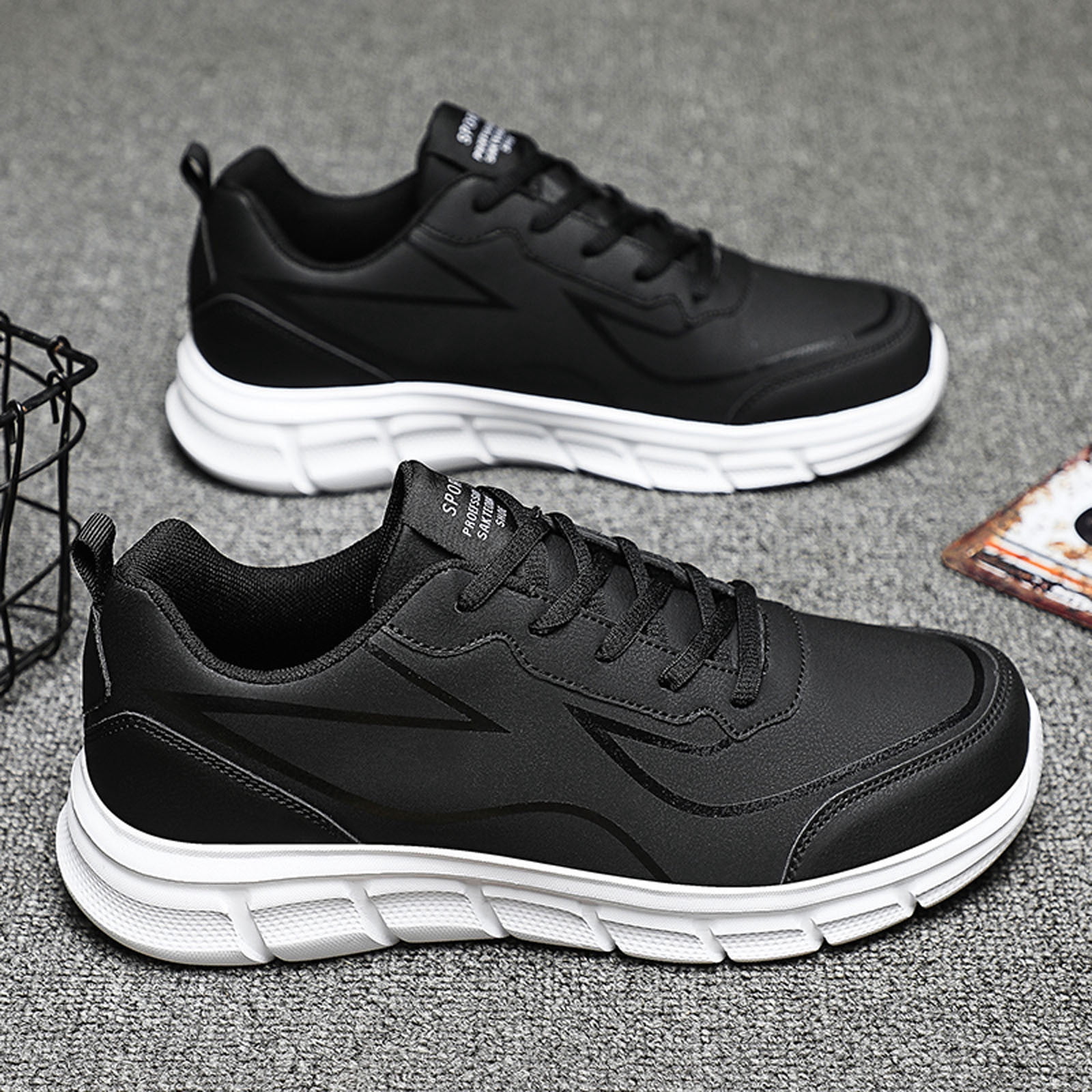 eileial Mens Sneakers Leather Running Shoes Trainers Sneaker Casual Hiking Shoes,White 10.5