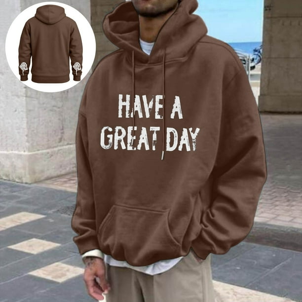 MHFRRA Sudadera con Capucha Gráfica Divertida, Informal, Cómoda y con Estampado de Letras para Uso Diario y Actividades Al Aire Libre Marrón