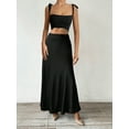 thumbnail image 3 of MORTTIC Women's Elegant Summer Midi Satin Skirt High-Waisted A-Line Flowing Ruffle Skirt, 3 of 5